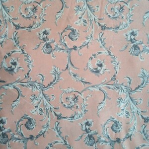 Peach Vintage Fabric 100% Cotton Fabric for CUSTOM ORDER or by the YARD - Floral Fabric Polka Dot Fabric Gingham Victorian Fabric Face Mask