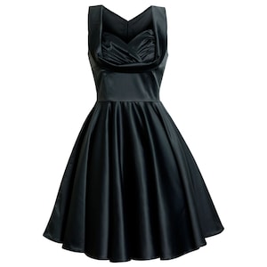 ELSA Dark Grey Dress Dark Gray Satin Dress Black Dress Cocktail Dress Vintage Dress 50s Swing Party Dress Evening Dress Formal Dress SIZE S
