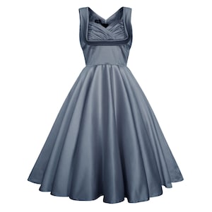 Grey Satin Dress Gray Dress Vintage Dress Grey Bridesmaid Dress Evening Dress 50s Prom Dress Formal Swing Dress Grey Wedding Party Dress