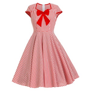 Red Gingham Dress Checkered Dress Summer Dress 50s Party Dress Picnic Dress Retro Dress Pin Up Dress Rockabilly Dress Vintage Style Dress