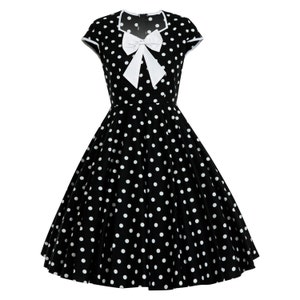 Black Polka Dot Dress Rockabilly Dress Pinup Dress Women Clothing Vintage Dress Retro Dress Black Goth Sundress Summer Dress 50s Party Dress