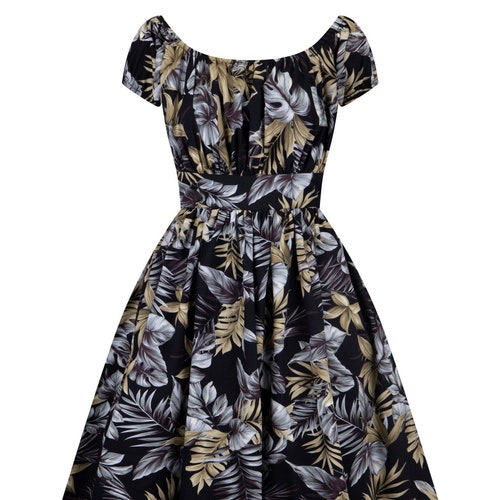 Women Summer Dress Tropical Floral Dress Palm Leaf 50s Dress - Etsy