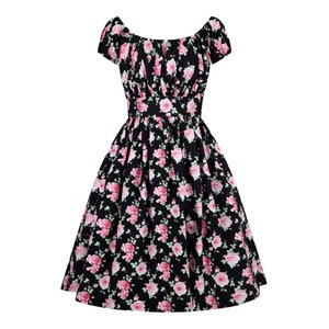 Romantic Vintage Dress Floral Bridesmaid Dress 1950s Dress Pin up Dress Pink Rose Floral Dress Sundress Summer Dress Retro Dress Swing Dress