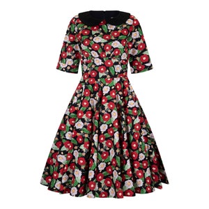 1950s Dress Vintage Dress Flower Dress Sundress Women Summer Dress Tropical Dress Hawaiian Floral Dress Retro Dress Pin up Dress Swing Dress