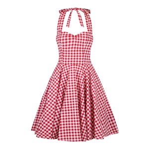 Robe Rouge Gingham Robe Rouge Damier Robe d’Été Robe Vintage Robe Anniversaire Robe Rockabilly Pin Up Robe 50s Rétro Robe Swing Party Robe