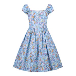 Blue Floral Dress Sundress 60s Retro Dress Blue Bridesmaid Dress 1950s Dress Pin up Dress Vintage Dress Women Summer Dress Blue Flower Dress