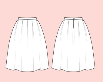 Custom Made Box Pleated Skirt, 100% Light Cotton, Vintage Pinup Style