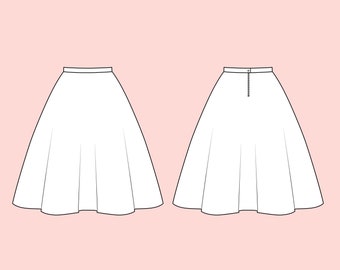 Custom Made Flared Cotton Skirt, Vintage Swing Style, Plus Size Available