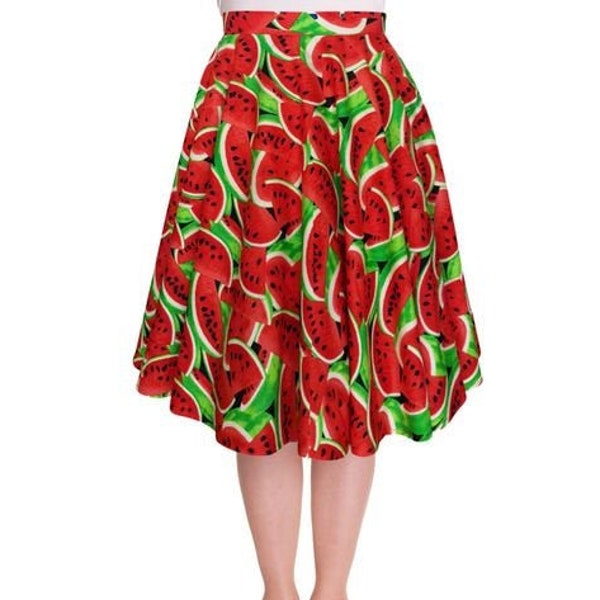 Jupe de pastèque DERNIÈRE PIÈCE à la taille 24 « Jupe Cercle Poches Fruits Jupe d’été Jupe Midi Jupe Pin Up Jupe 50S Jupe Rétro Swing Party Jupe