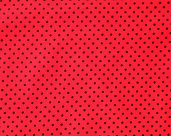 Tela de algodón con lunares rojos y negros - 44/45 pulgadas de ancho