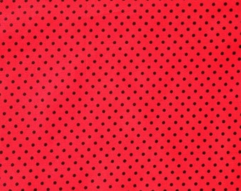 Red Black Polka Dot Fabric 100% Cotton Fabric for CUSTOM ORDER or by the YARD - Floral Fabric Polka Dot Fabric Gingham Fabric Mask Fabric