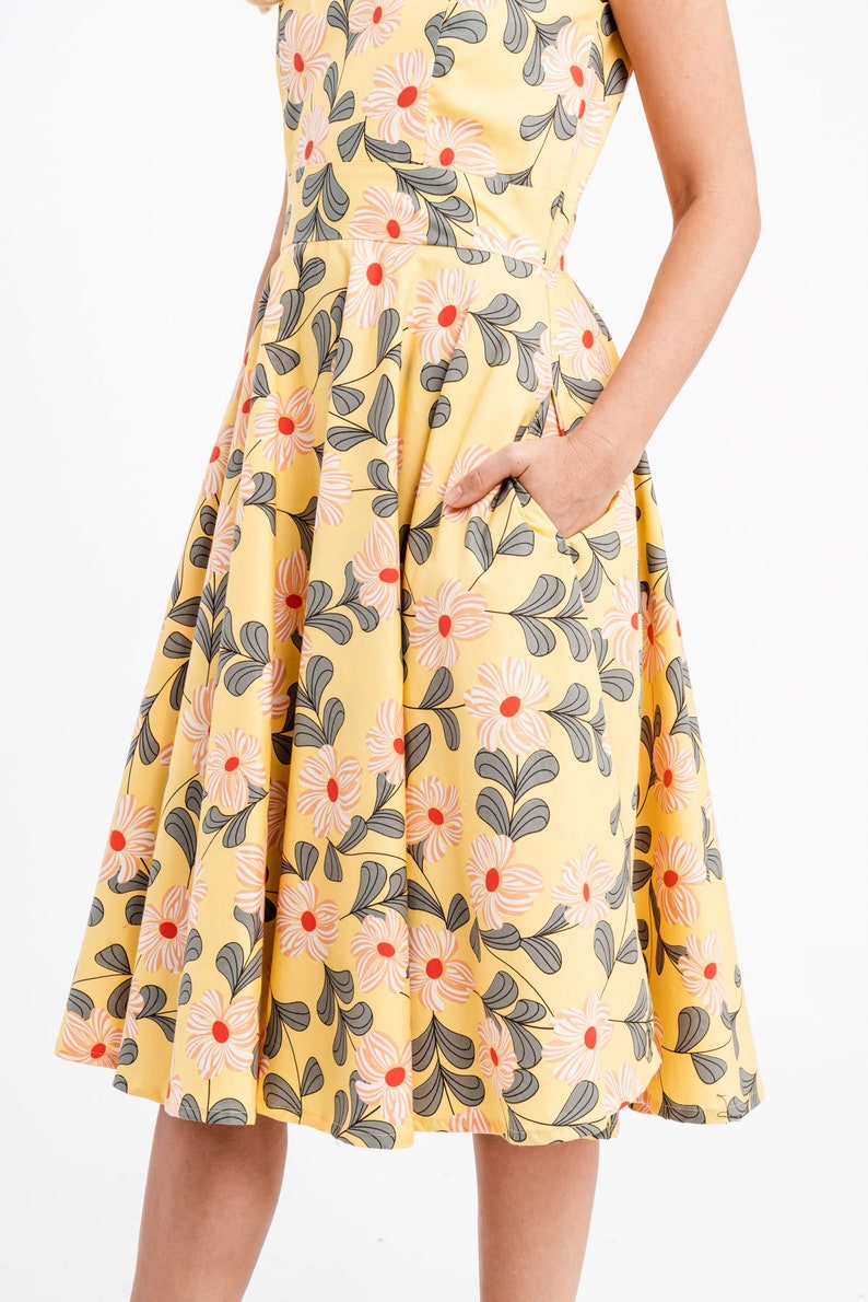 Yellow Floral Dress Vintage Dress Summer Dress Spring Dress Etsy