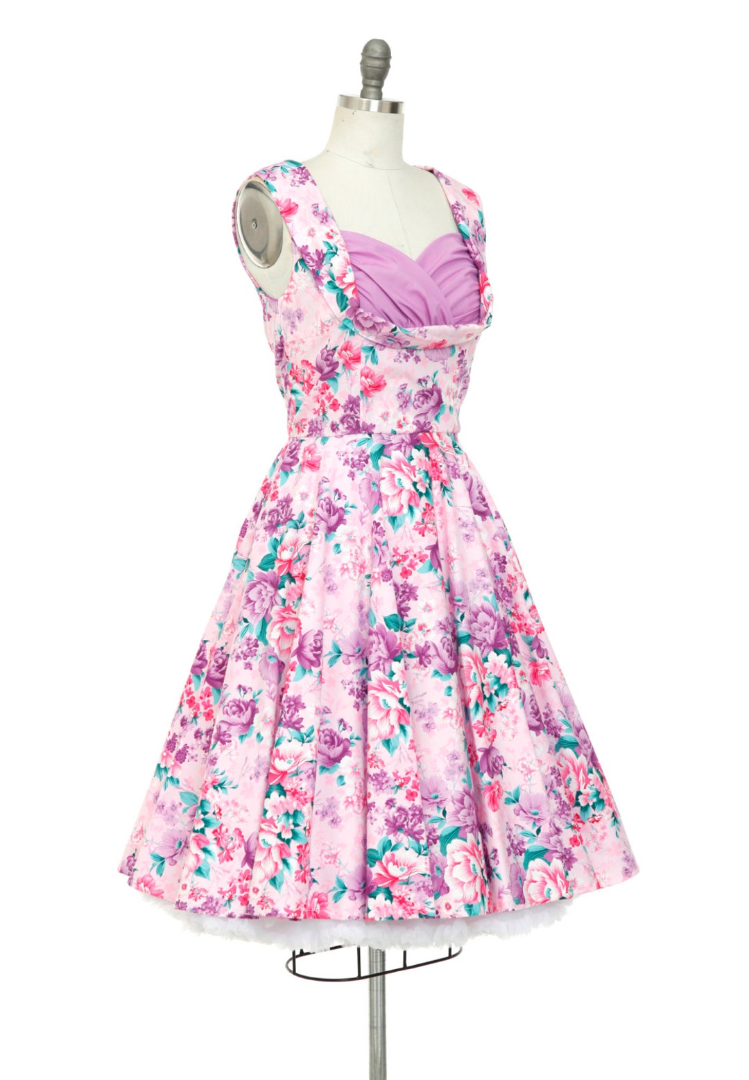 Floral Bridesmaid Dress Vintage Dress Purple Dress Retro Dress 50s ...