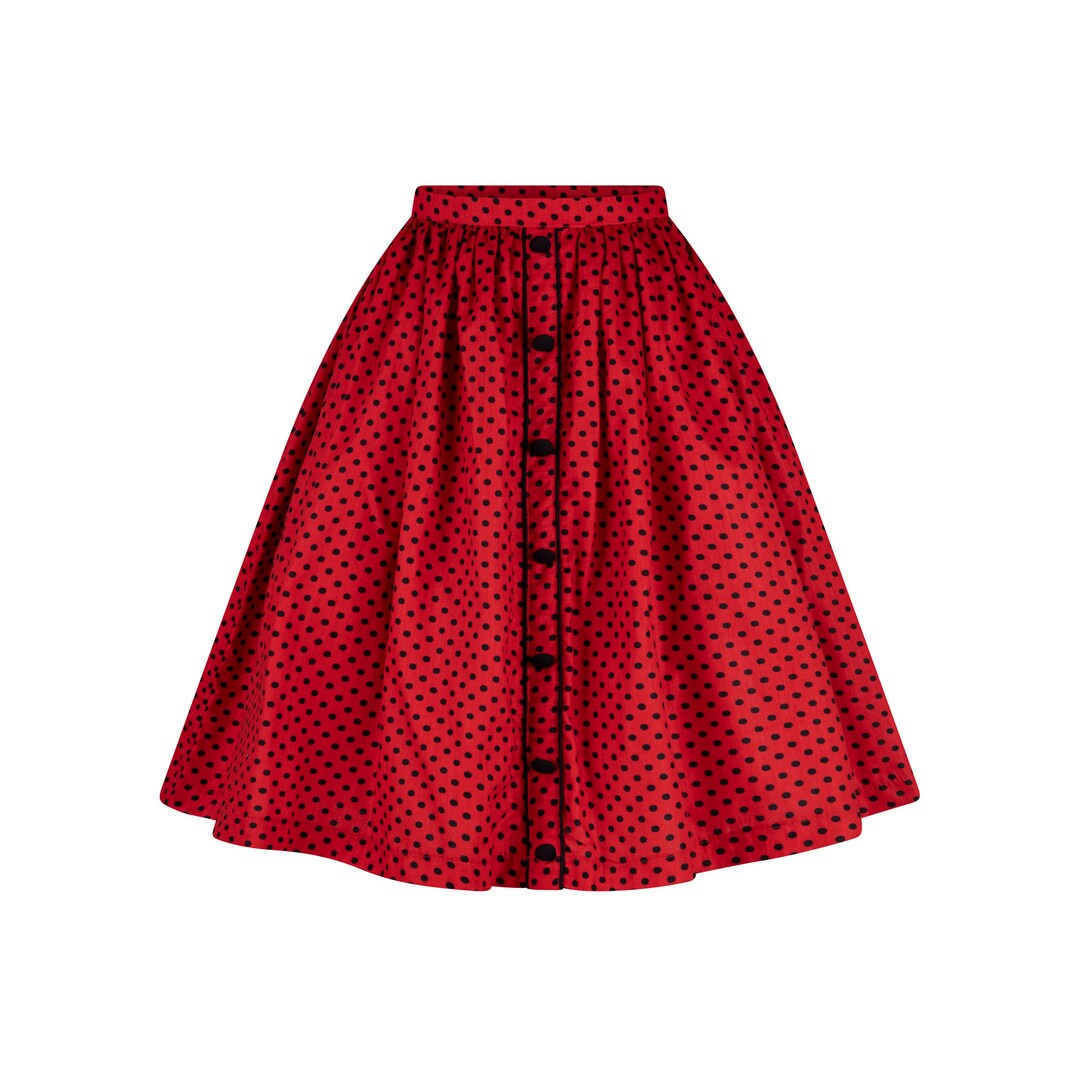 35- women vintage 50s inspired circle swing midi skirt in red black plus  size rockabilly pinup