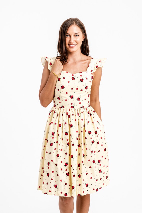 Red and white ladybug dress clearance