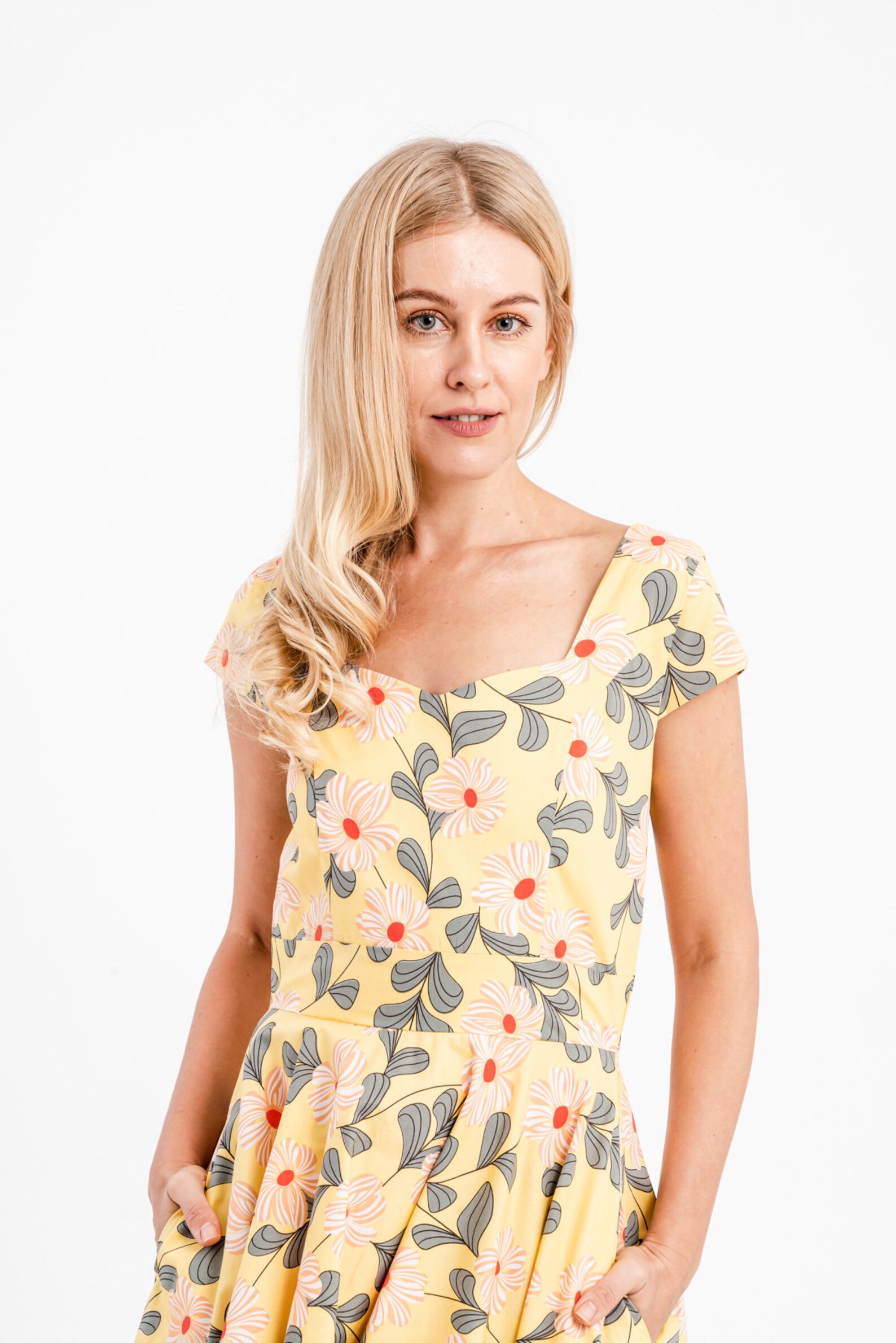 Yellow Floral Dress Vintage Dress Summer Dress Spring Dress Etsy