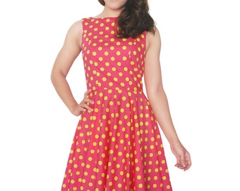 boden orange polka dot dress Boden Amber Polka Dot Pleated Jersey Dress, Orange/Multi