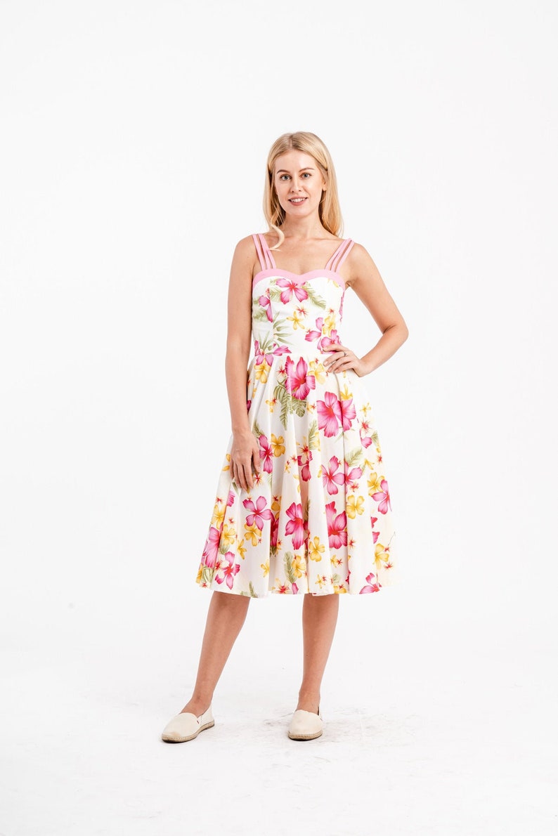 Summer Dress Pin up Dress Hawaiian Dress Tropical Flower | Etsy