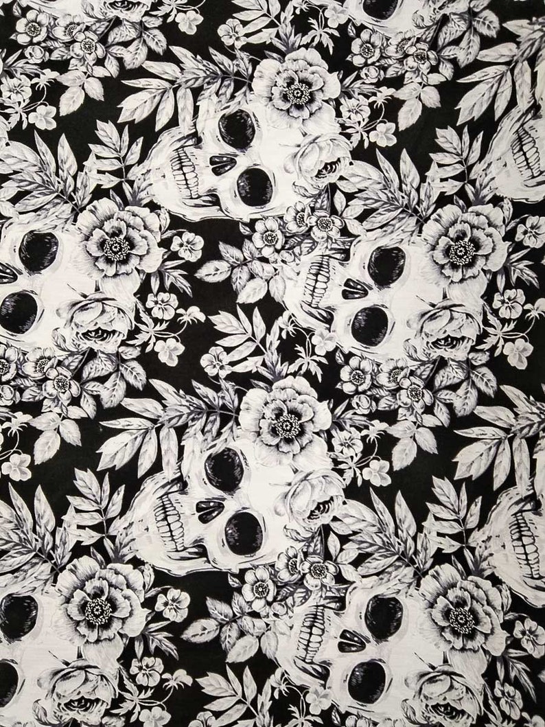 Black Skull Fabric 100% Cotton Fabric for CUSTOM ORDER or by | Etsy