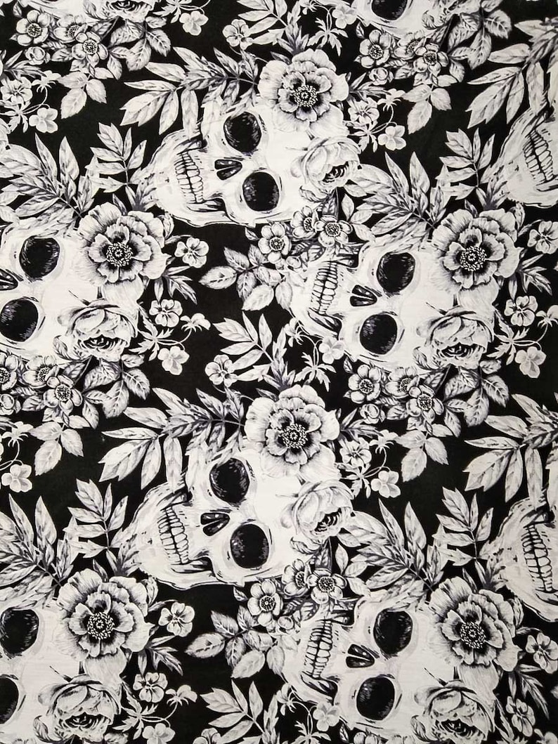 Black Skull Fabric 100 Cotton Fabric for CUSTOM ORDER or by Etsy