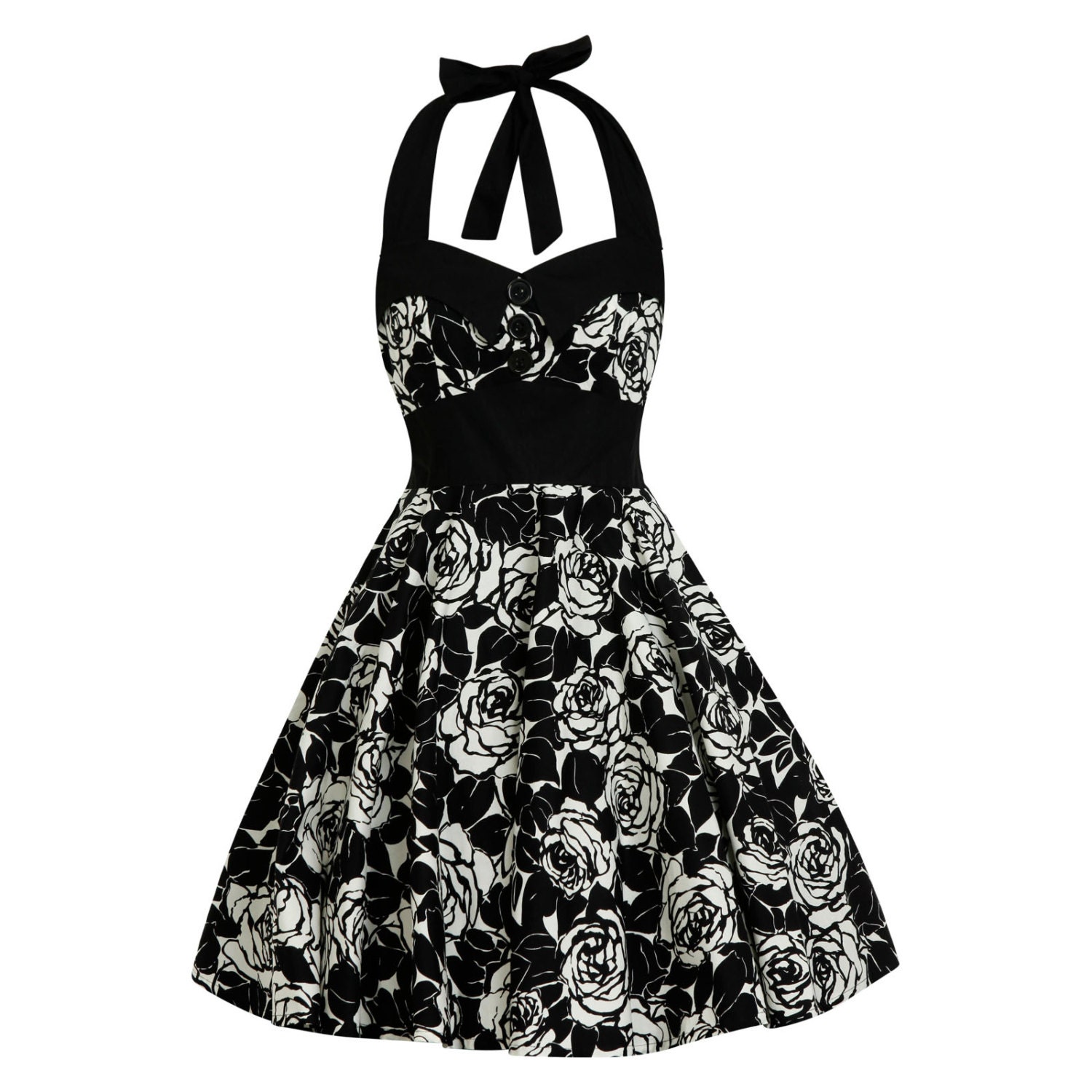 50s Dress Floral Vintage Dress Floral Dress Black Rose Flower - Etsy