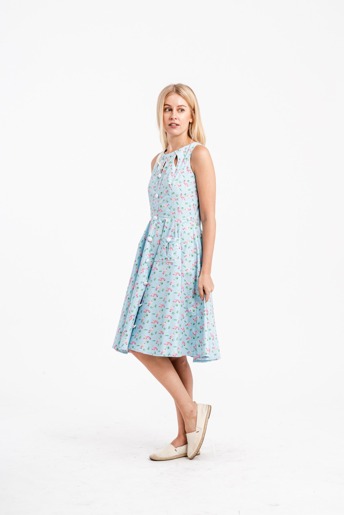 Round Neck Pastel Blue Dress VAS0060
