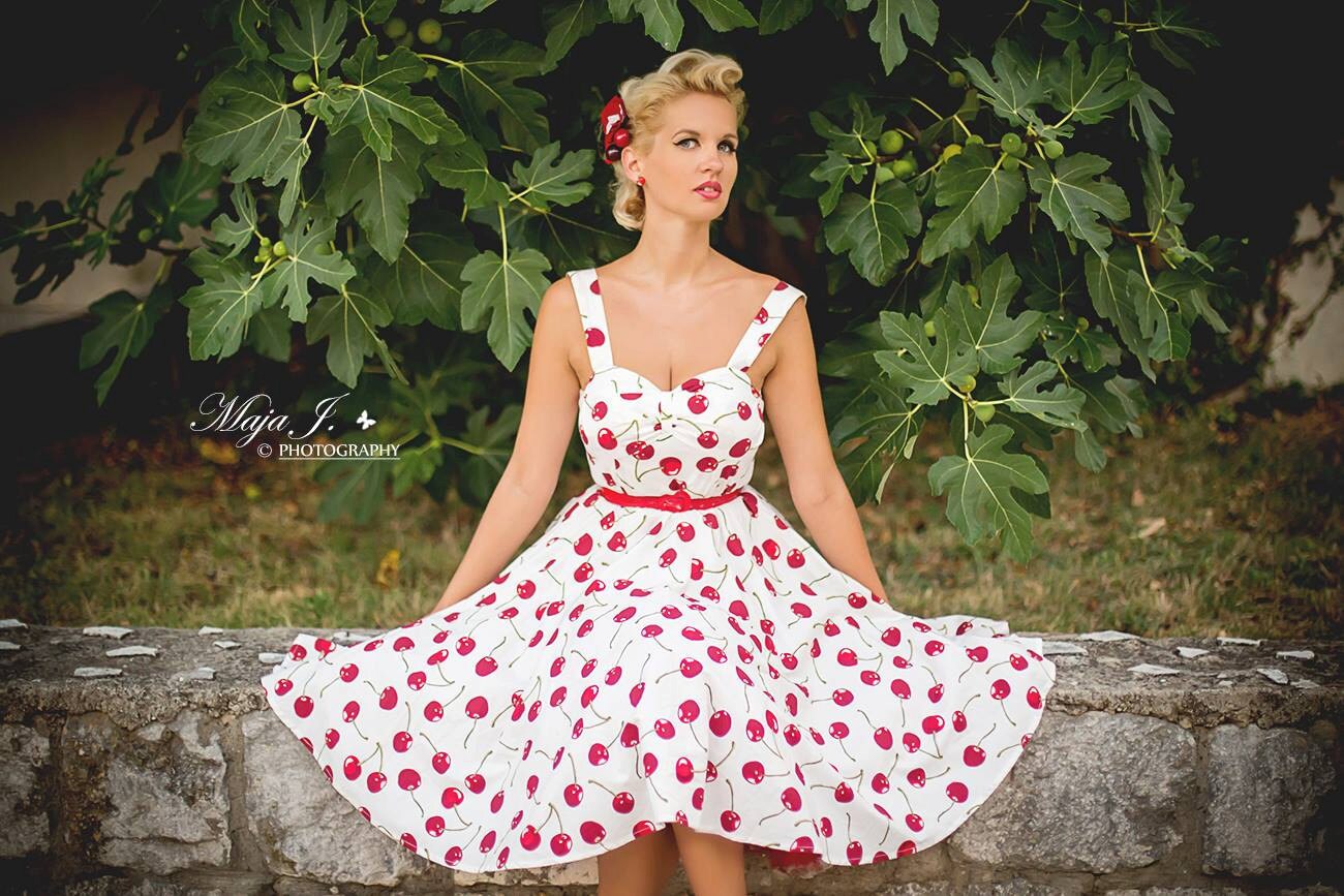 Red Cherry Dress Cherries Dress Summer Dress Rockabilly Etsy