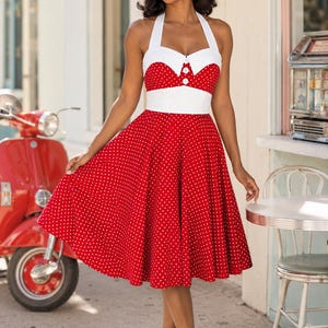 rockabilly homecoming dress Christmas Dress Full Circle Dress Pin up Dress With Short Sleeves, Red Poinsettia Christmas Sparkle Dress, Party Dress elegant 1950s dress