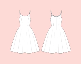 Vestido a medida, estilo vintage, elige tela, talla y largo de falda.
