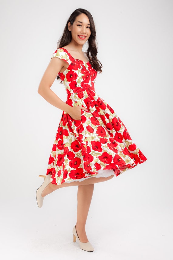 Red Poppy Dress Red Floral Dress ...