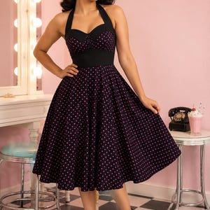 Pink Black Polka Dot Dress - Etsy