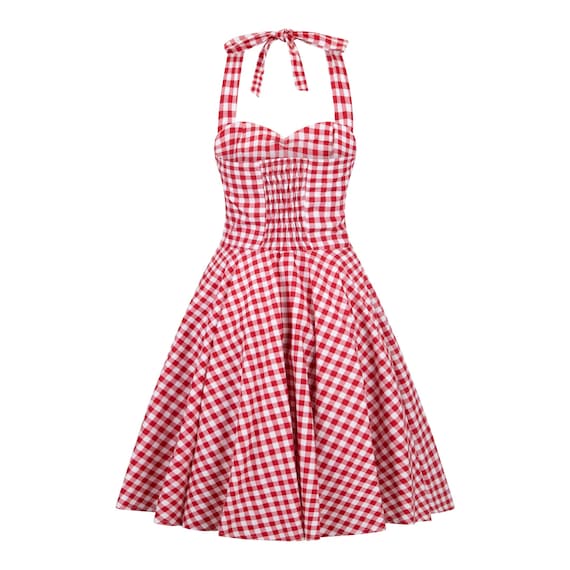 Red Gingham Dress Red Checkered Dress Summer Dress Vintage