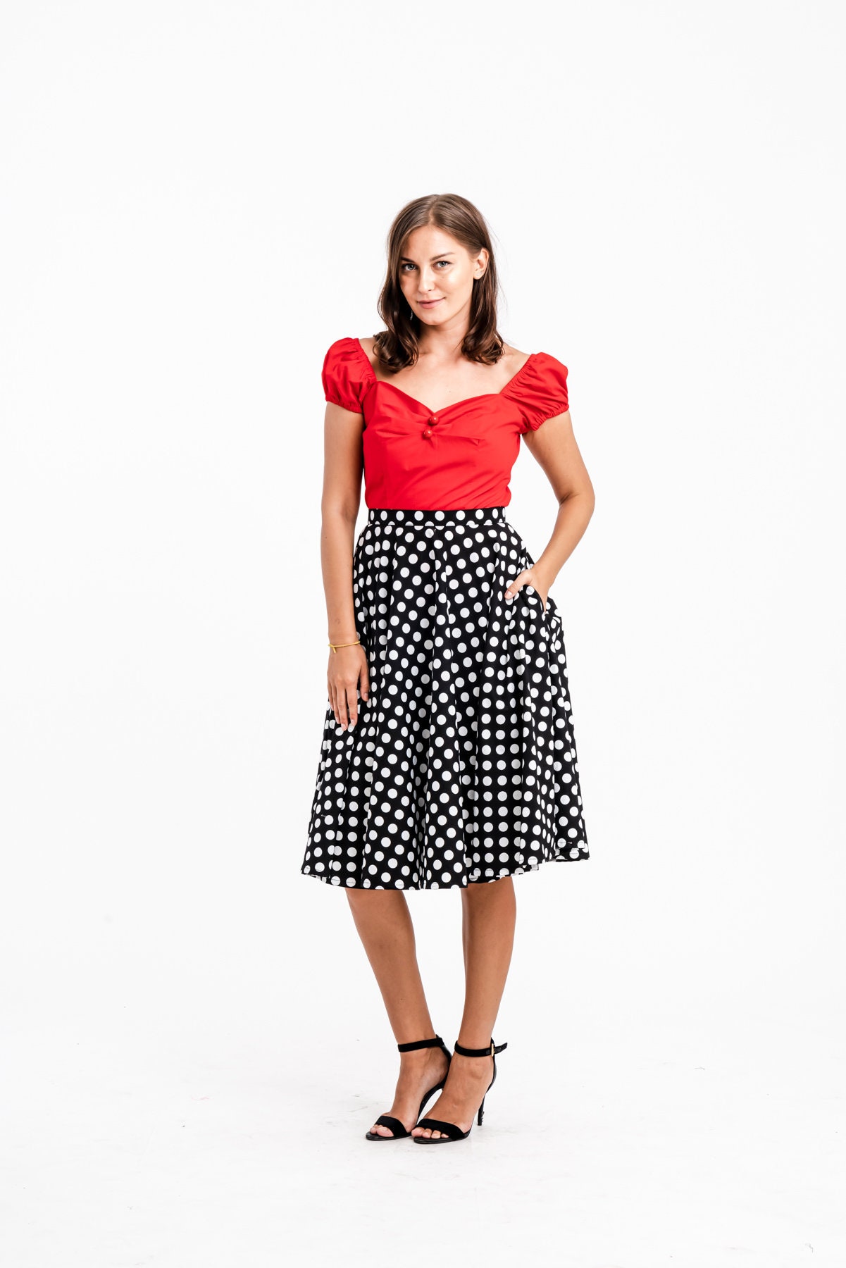 Marike polkadot pocket skirt - black