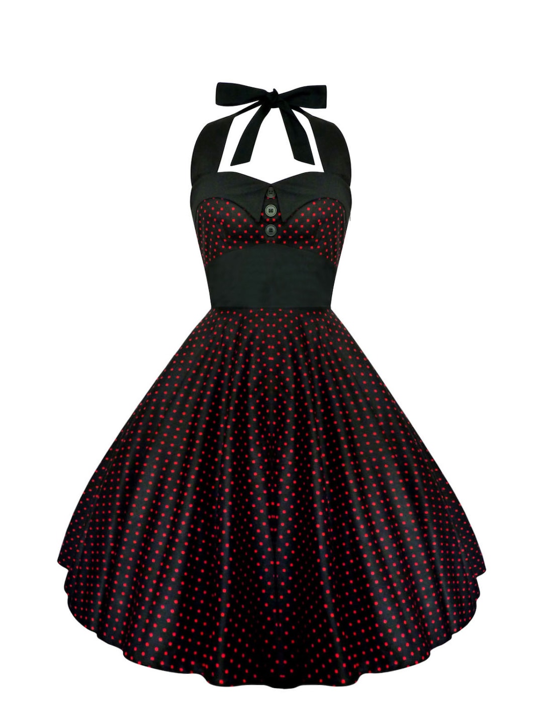 Dark Red 50s Style A Line Halter Rockabilly Pin Up Swing Dress