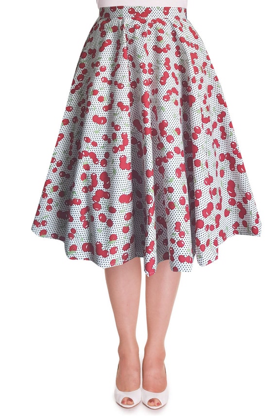 Full Circle Skirt Cherry Skirt Cherries Print Swing Skirt Pin | Etsy