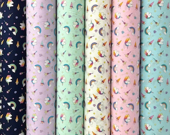 Unicorn Rainbow Fabric – 100% Cotton, Custom Order Available