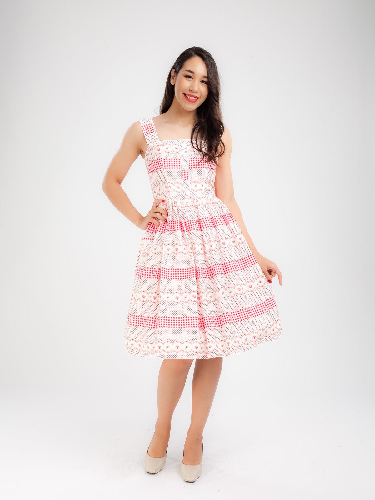 Paolina Candy Pink Gingham Dress main image 1
