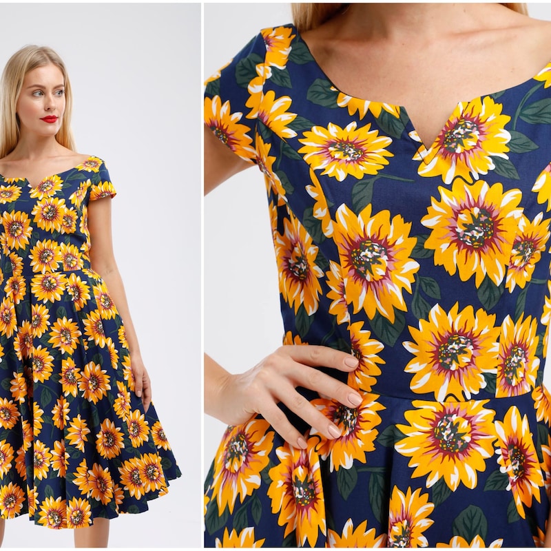 Sunflower Print Pattern Dress