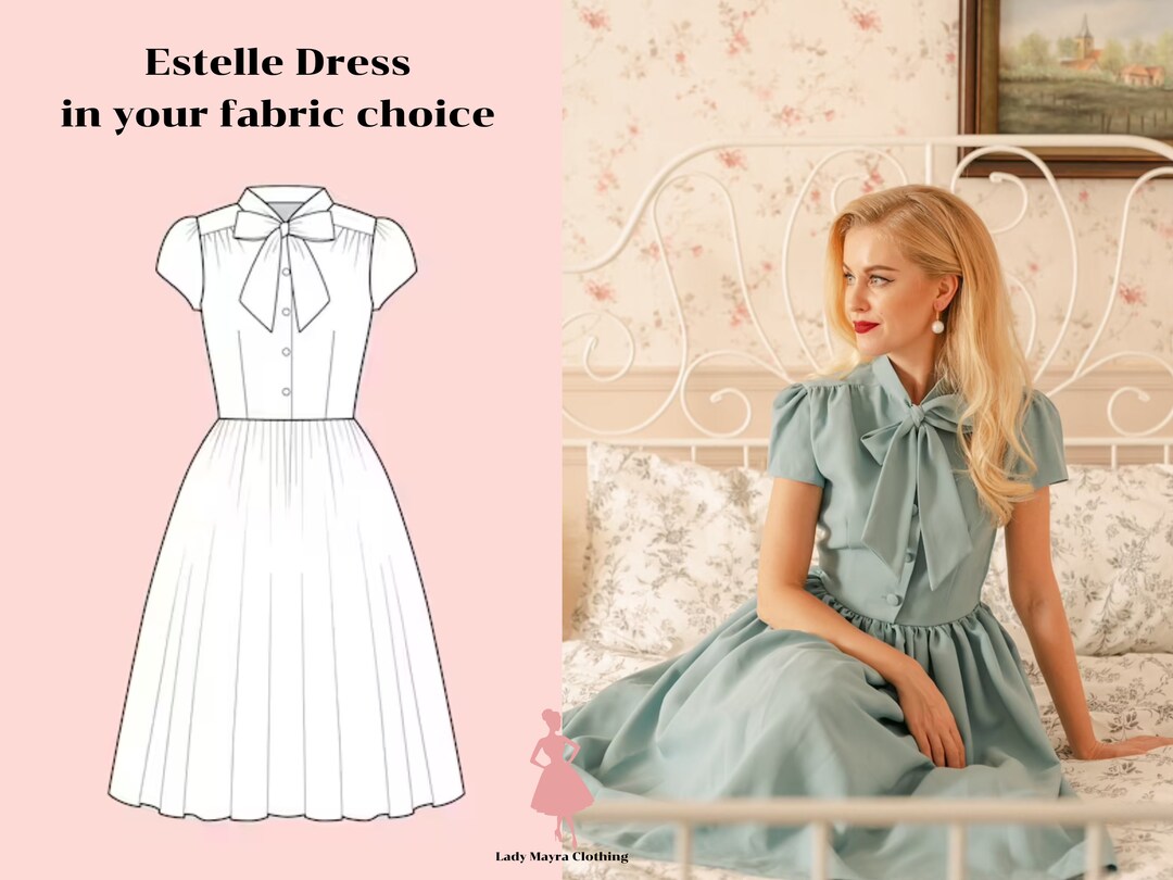 ESTELLE CUSTOM MADE Dress in Your Choice of Fabric 1950s Dress Vintage ...