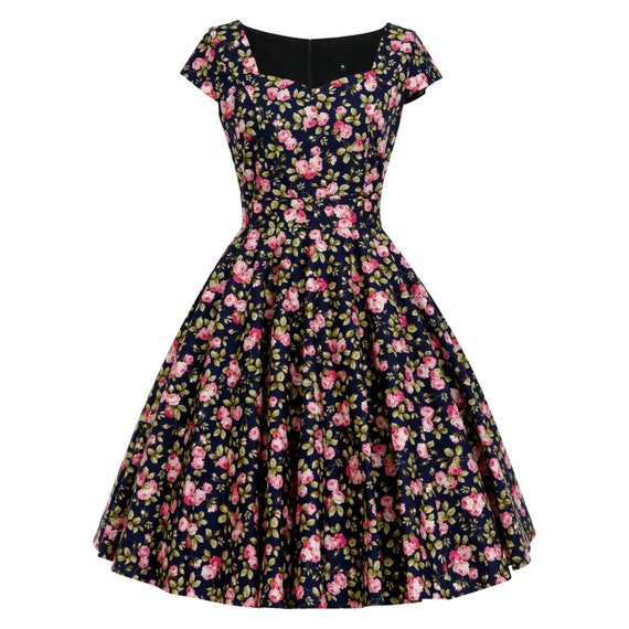 Plus Size Dress Casual Dress Vintage Inspired Dress Floral Bridesmaid Dress Summer Dress Rockabilly Dress Pin Up Dress 50s Tea Party Dress