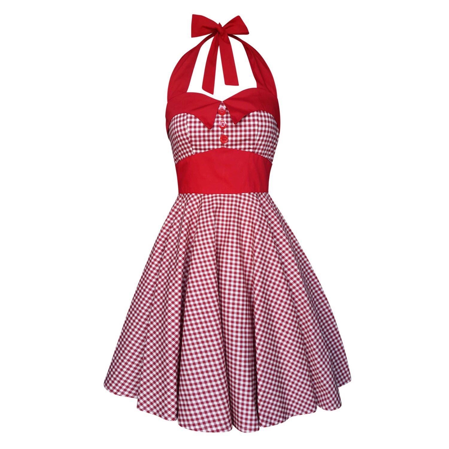 Red Gingham Dress Rockabilly Dress Pin Up Dress Checkered