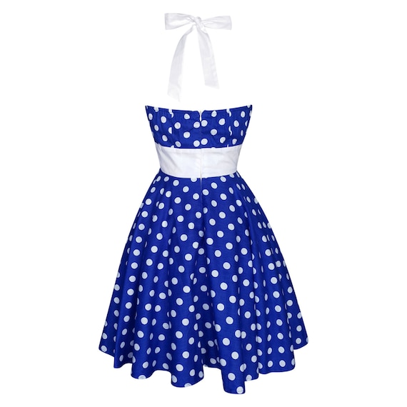 Navy polka clearance dot halter dress