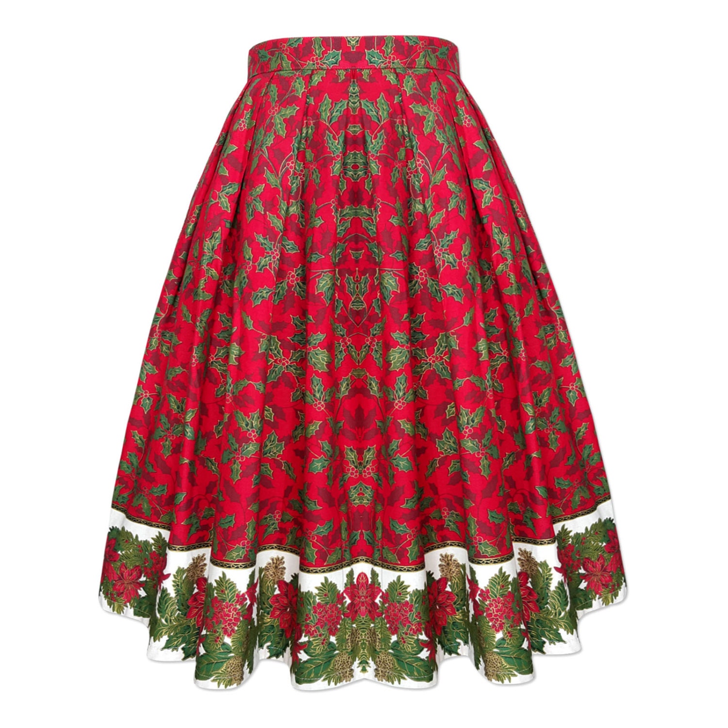 Red Christmas Skirt Christmas Tree Skirt Pleated Skirt Midi Etsy