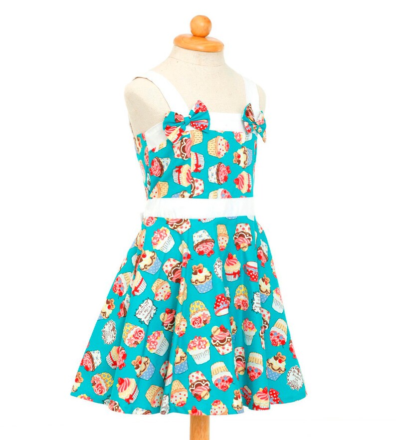 Cupcake Dress Girls Dress Birthday Party Dress Teal Dress Toddler Dress Sweet Girl Dress Fairy Dress Cute Dress Kawaii Dress