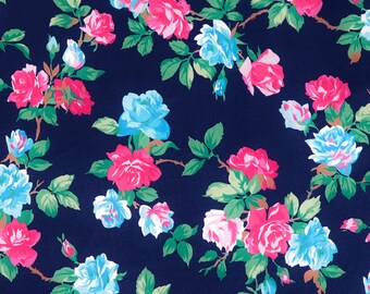 Cotton Fabric Navy Vintage Rose - By the Yard #BB0016