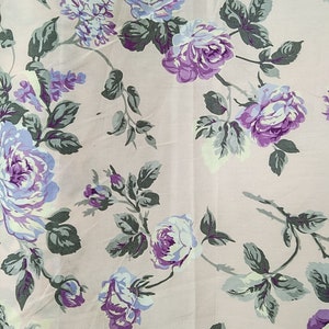 Purple Rose Fabric 100% Cotton Fabric for CUSTOM ORDER or by the YARD - Floral Fabric Polka Dot Fabric Gingham Fabric Vintage Fabric Mask
