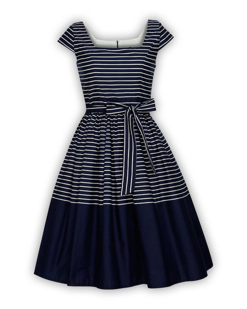 Navy Nautical Dress Sailor Dress Sundress Striped Dress Summer Etsy