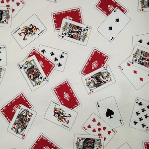 Casino Poker Playing Cards Fabric 100% Cotton Fabric for CUSTOM ORDER or by the YARD - Floral Fabric Polka Dot Fabric Gingham Fabric Mask