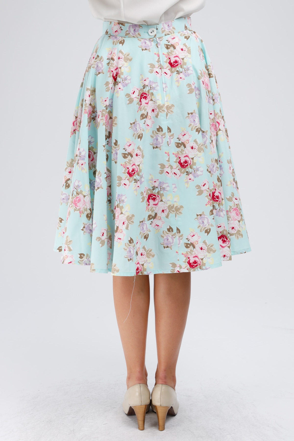 Floral Skirt Full Circle Skirt with Pockets Pastel Skirt 50s | Etsy