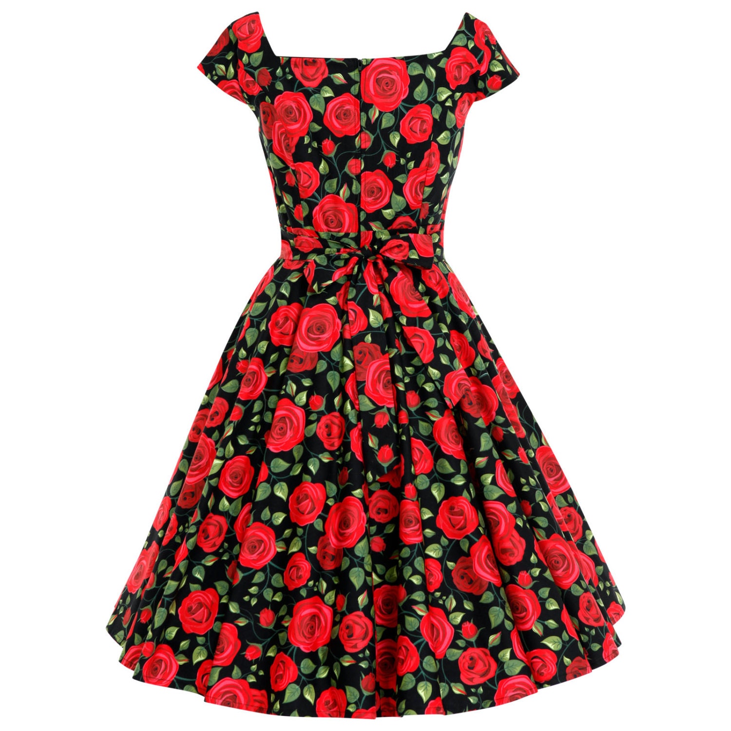 1950s Dress Vintage Dress Rose Flower Dress Floral Dress | Etsy